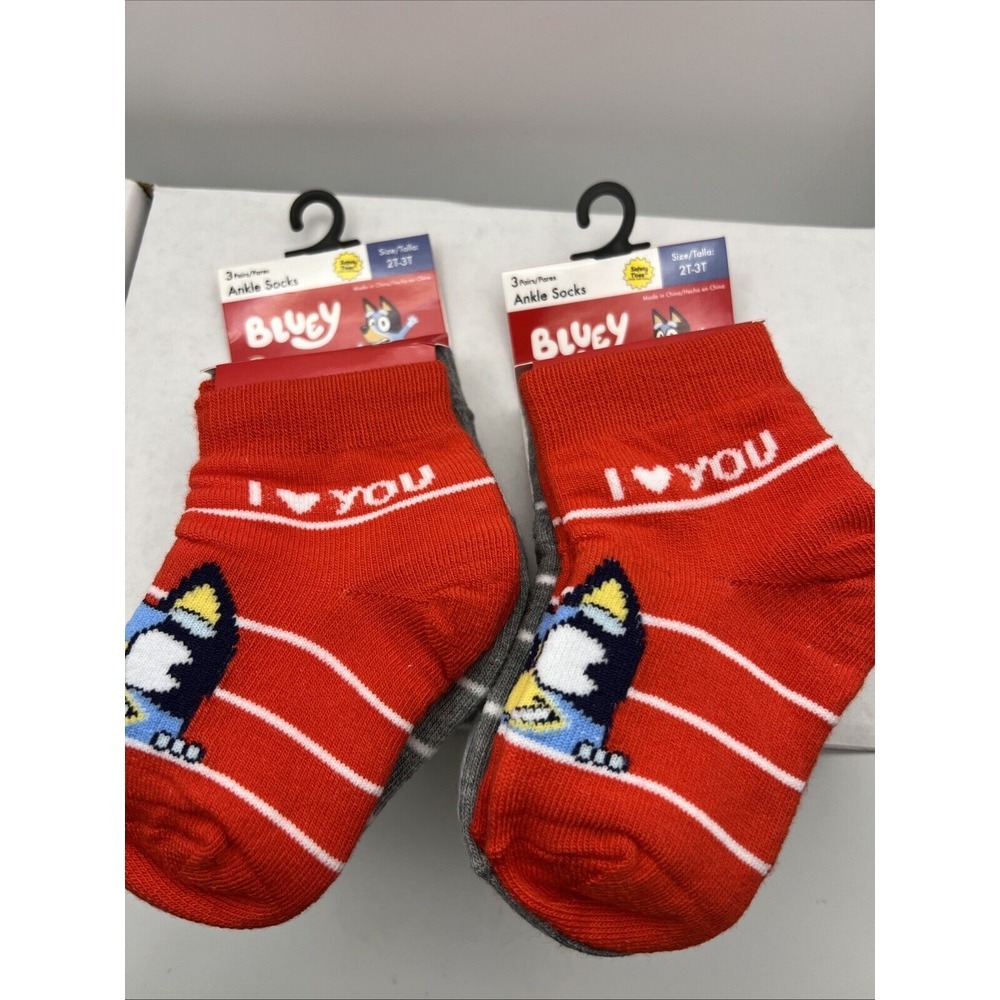 Bluey Unisex Toddler Ankle Socks 2 Packs‎ of 3, 6-pairs New - So Cute!